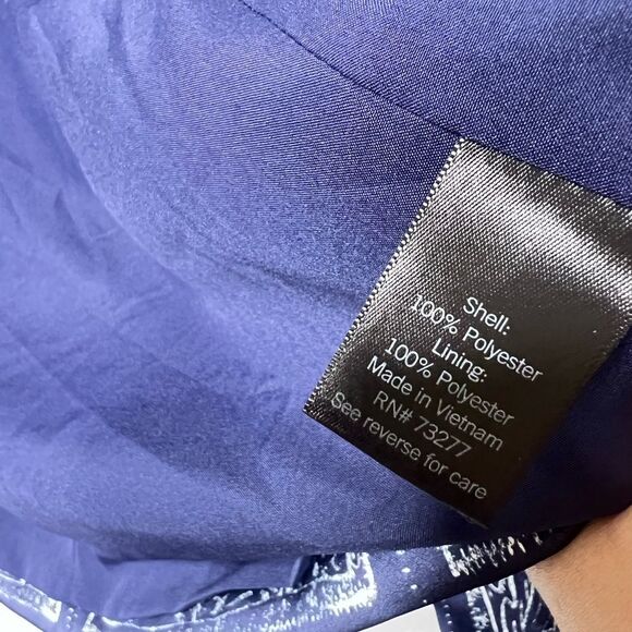 Simply Vera Wang Women's Navy Silky Satin Paisley Bandanna Handkerchief Blazer M - Picture 9 of 10